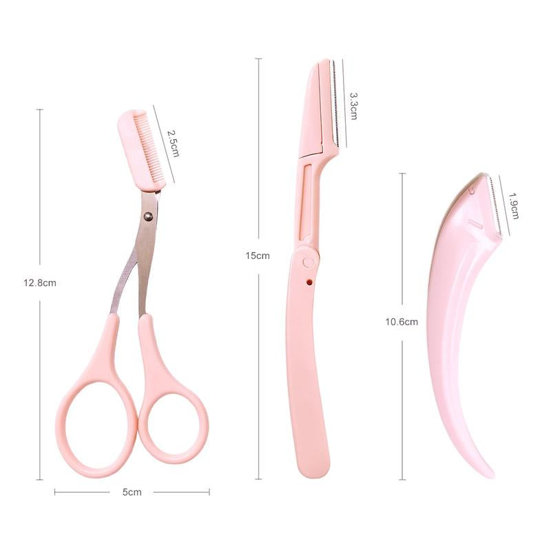 Eyebrow Scissors Set, 3Pcs/Set Eyebrow Trimmer, Eyebrow Shaping Tool, Eyebrow Product for Women & Girls, Portable Eye Makeup Tools for Home & Travel